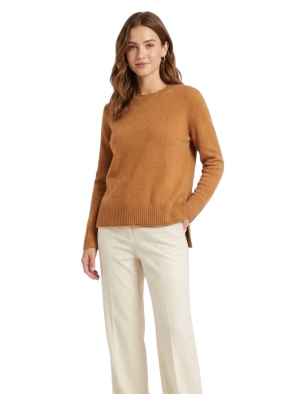 Rachel Zoe 100% Cashmere Sweater Sz M Camel Brown Cozy Chic Clean Girl Pullover
